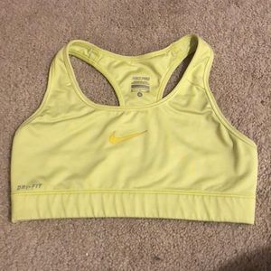 Yellow Nike Pro Dry-fit Sports bra size small